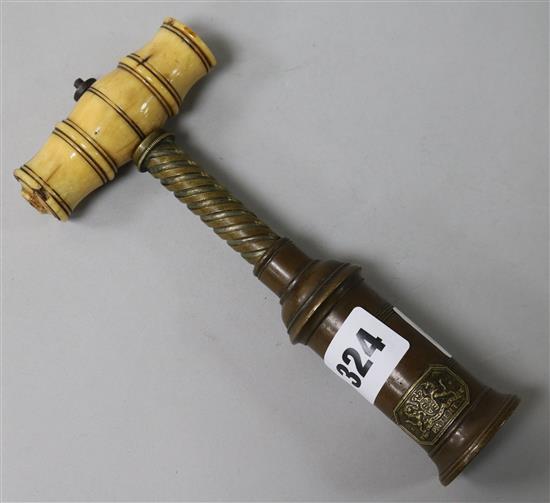 A Georgian bone handled corkscrew